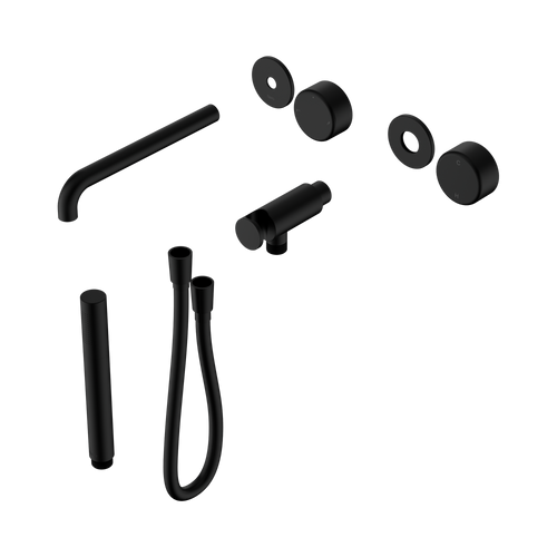 Serenity Progressive Shower System with Spout with Metal Handle and Slim Shower Trim Kit Only Matte Black [311192]