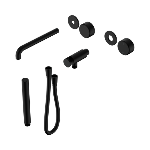 Serenity Progressive Shower System with Spout with Metal Handle and Slim Shower Trim Kit Only Matte Black [311192]