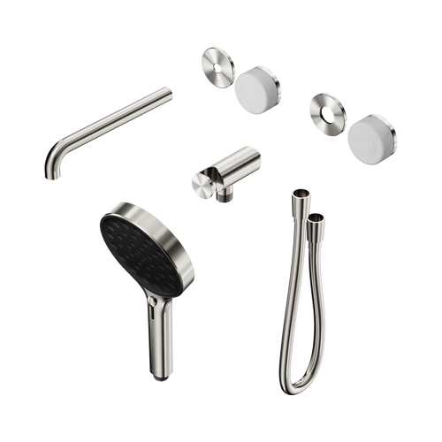 Serenity Progressive Shower System with Spout with Carrara Handle and Serenity Hand Shower Trim Kit Only Brushed Nickel [311147]