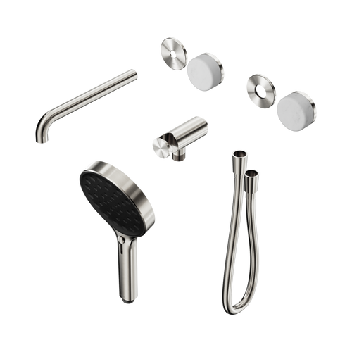 Serenity Progressive Shower System with Spout with Carrara Handle and Serenity Hand Shower Trim Kit Only Brushed Nickel [311147]