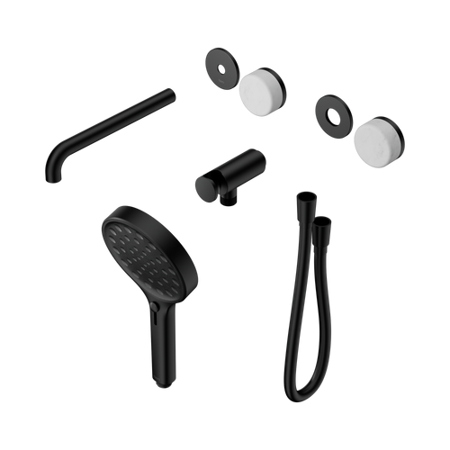 Serenity Progressive Shower System with Spout with Carrara Handle and Serenity Hand Shower Trim Kit Only Matte Black [311332]