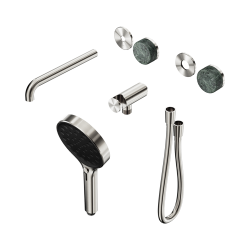 Serenity Progressive Shower System with Spout with Verde Alpi Handle and Serenity Hand Shower Trim Kit Only Brushed Nickel [311148]