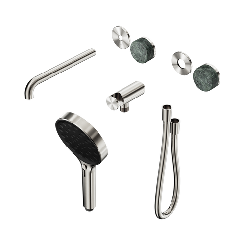 Serenity Progressive Shower System with Spout with Verde Alpi Handle and Serenity Hand Shower Trim Kit Only Brushed Nickel [311148]