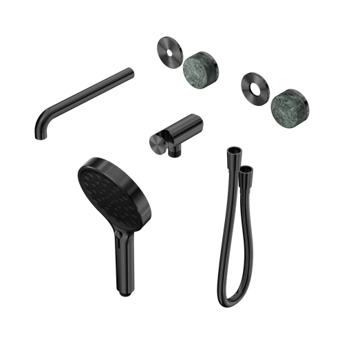 Serenity Progressive Shower System with Spout with Verde Alpi Handle and Serenity Hand Shower Trim Kit Only Gunmetal [311256]