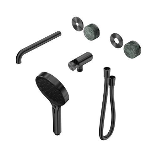 Serenity Progressive Shower System with Spout with Verde Alpi Handle and Serenity Hand Shower Trim Kit Only Gunmetal [311256]
