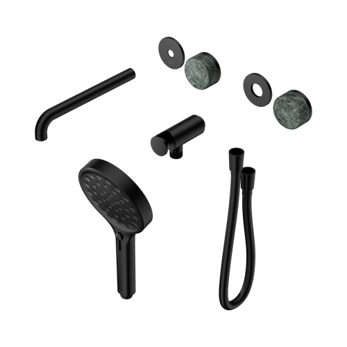 Serenity Progressive Shower System with Spout with Verde Alpi Handle and Serenity Hand Shower Trim Kit Only Matte Black [311283]