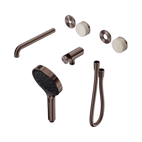 Serenity Progressive Shower System with Spout with Rome Travertine Handle and Serenity Hand Shower Trim Kit Only Brushed Bronze [311195]