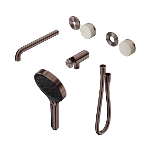 Serenity Progressive Shower System with Spout with Rome Travertine Handle and Serenity Hand Shower Trim Kit Only Brushed Bronze [311195]