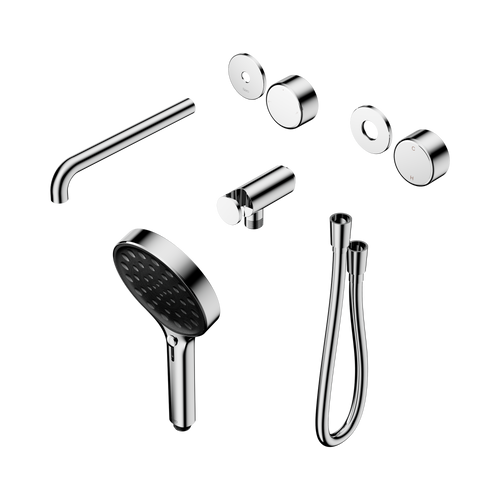 Serenity Progressive Shower System with Spout with Metal Handle and Serenity Hand Shower Trim Kit Only Chrome [311279]