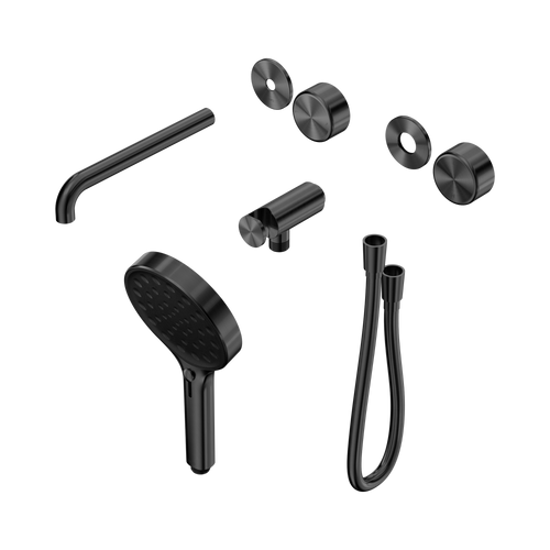 Serenity Progressive Shower System with Spout with Metal Handle and Serenity Hand Shower Trim Kit Only Gunmetal [311184]