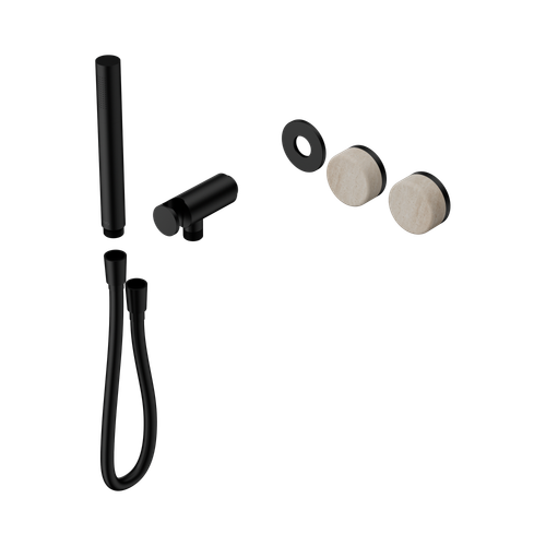 Serenity Progressive Shower System with Rome Travertine Handle and Slim Shower Trim Kit Only Matte Black [311308]