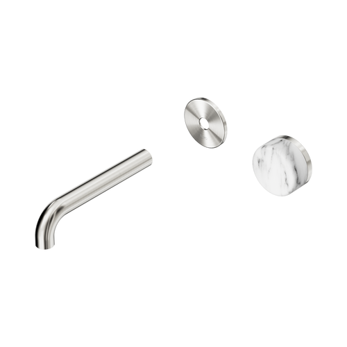 Serenity Progressive Wall Basin Mixer 160mm Spout with Arabescato Corchia Handle Trim Kit Only Brushed Nickel [311317]