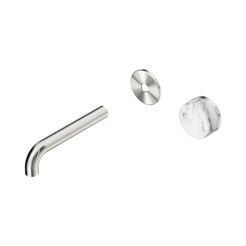 Serenity Progressive Wall Basin Mixer 160mm Spout with Arabescato Corchia Handle Trim Kit Only Brushed Nickel [311317]