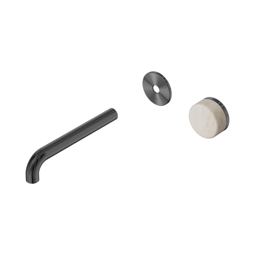 Serenity Progressive Wall Basin Mixer 185mm Spout with Rome Travertine Handle Trim Kit Only Gunmetal [311239]