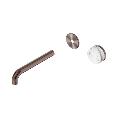 Serenity Progressive Wall Basin Mixer 185mm Spout with Arabescato Corchia Handle Trim Kit Only Brushed Bronze [311163]