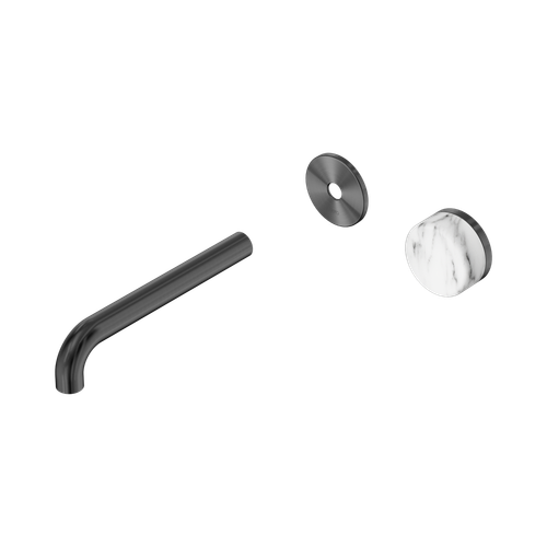 Serenity Progressive Wall Basin Mixer 185mm Spout with Arabescato Corchia Handle Trim Kit Only Gunmetal [311345]