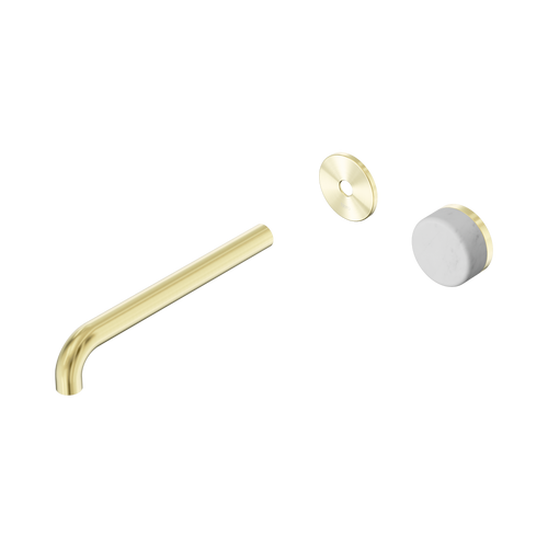 Serenity Progressive Wall Basin Mixer 220mm Spout with Carrara Handle Trim Kit Only Brushed Gold [311084]