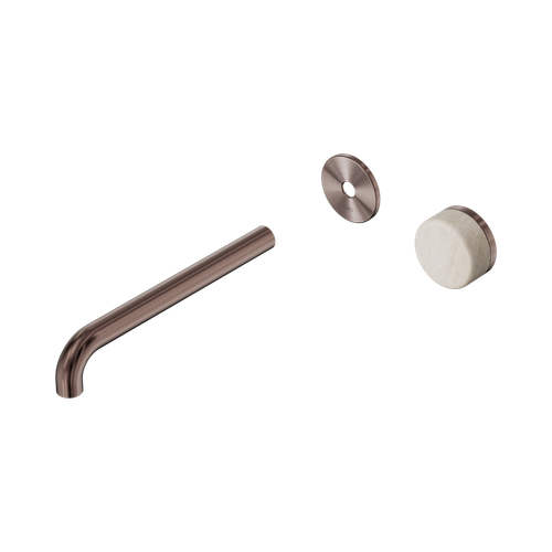 Serenity Progressive Wall Basin Mixer 220mm Spout with Rome Travertine Handle Trim Kit Only Brushed Bronze [311236]