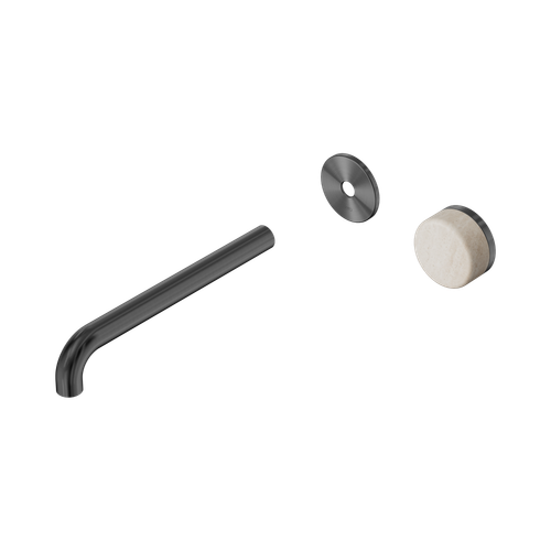 Serenity Progressive Wall Basin Mixer 220mm Spout with Rome Travertine Handle Trim Kit Only Gunmetal [311220]