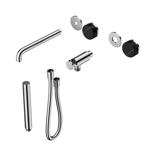 Serenity Progressive Shower System with Spout with Marquina Black Handle and Slim Shower Trim Kit Only Chrome [311251]