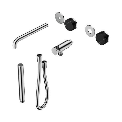Serenity Progressive Shower System with Spout with Marquina Black Handle and Slim Shower Trim Kit Only Chrome [311251]