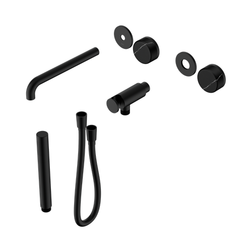 Serenity Progressive Shower System with Spout with Marquina Black Handle and Slim Shower Trim Kit Only Matte Black [311362]