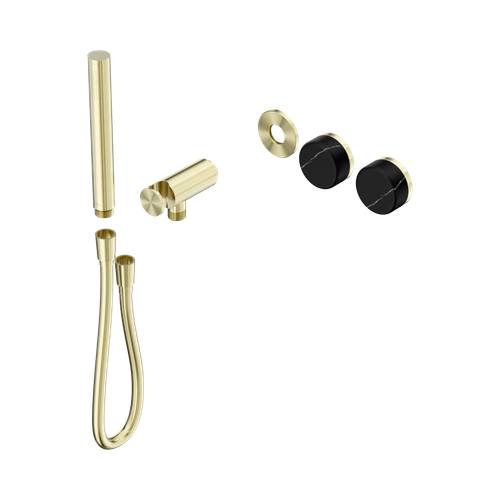 Serenity Progressive Shower System with Marquina Black Handle and Slim Shower Trim Kit Only Brushed Gold [311305]