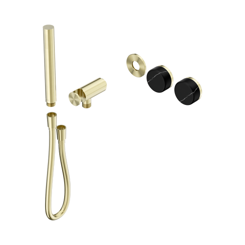 Serenity Progressive Shower System with Marquina Black Handle and Slim Shower Trim Kit Only Brushed Gold [311305]