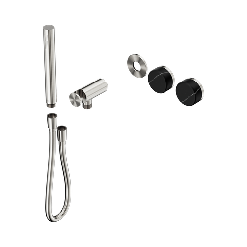 Serenity Progressive Shower System with Marquina Black Handle and Slim Shower Trim Kit Only Brushed Nickel [311301]