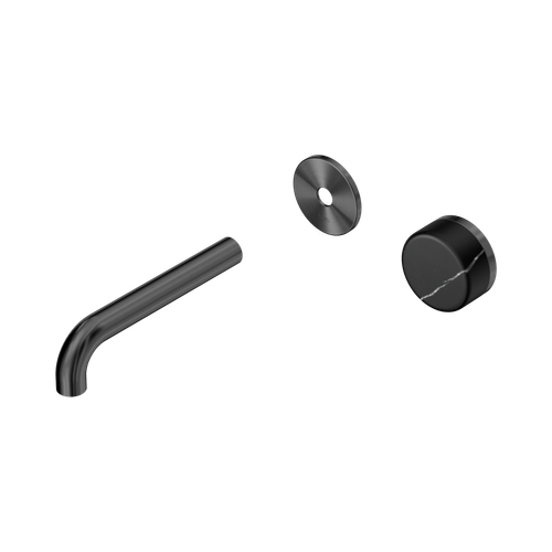 Serenity Progressive Wall Basin Mixer 160mm Spout with Marquina Black Handle Trim Kit Only Gunmetal [311327]