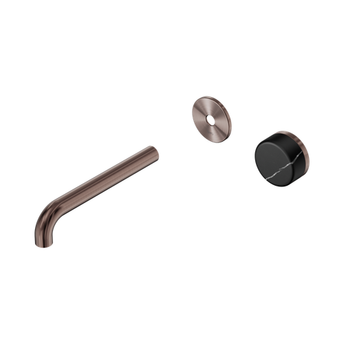 Serenity Progressive Wall Basin Mixer 185mm Spout with Marquina Black Handle Trim Kit Only Brushed Bronze [311350]