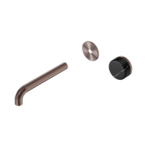 Serenity Progressive Wall Basin Mixer 185mm Spout with Marquina Black Handle Trim Kit Only Brushed Bronze [311350]