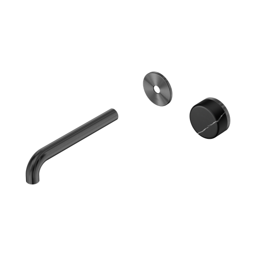 Serenity Progressive Wall Basin Mixer 185mm Spout with Marquina Black Handle Trim Kit Only Gunmetal [311180]