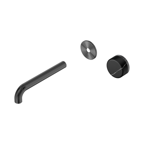 Serenity Progressive Wall Basin Mixer 185mm Spout with Marquina Black Handle Trim Kit Only Gunmetal [311180]