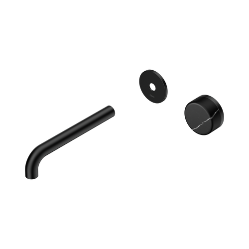 Serenity Progressive Wall Basin Mixer 185mm Spout with Marquina Black Handle Trim Kit Only Matte Black [311259]