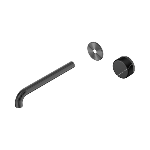 Serenity Progressive Wall Basin Mixer 220mm Spout with Marquina Black Handle Trim Kit Only Gunmetal [311164]