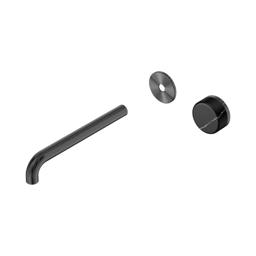 Serenity Progressive Wall Basin Mixer 220mm Spout with Marquina Black Handle Trim Kit Only Gunmetal [311164]