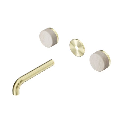 Serenity Wall Basin Set 160mm Spout with Rome Travertine Handle Trim Kit Only Brushed Gold [311451]