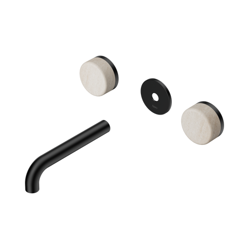 Serenity Wall Basin Set 160mm Spout with Rome Travertine Handle Trim Kit Only Matte Black [311503]