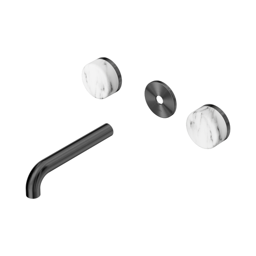 Serenity Wall Basin Set 160mm Spout with Arabescato Corchia Handle Trim Kit Only Gunmetal [311428]