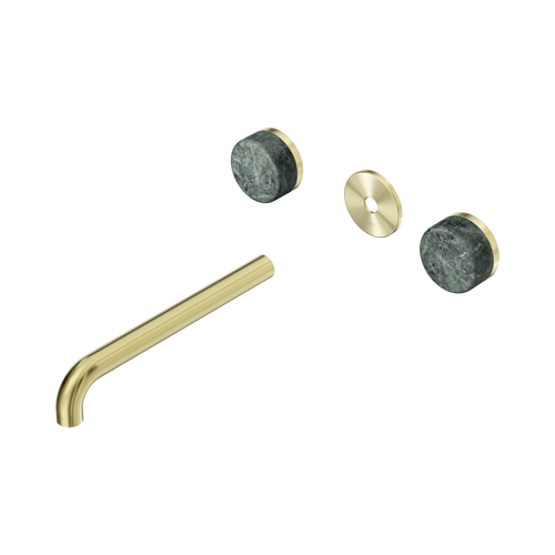 Serenity Wall Basin Set 220mm Spout with Verde Alpi Handle Trim Kit Only Brushed Gold [311386]