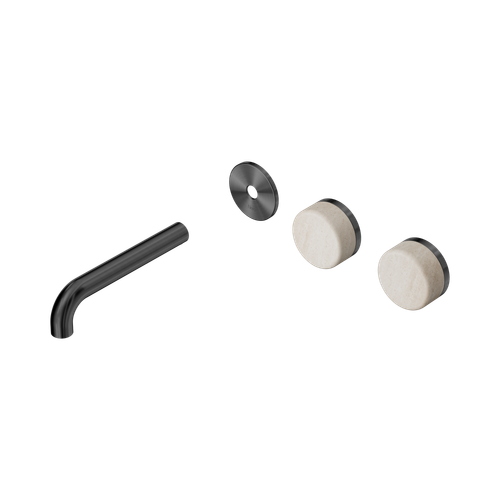 Serenity Wall Basin Set 160mm Offset spout with Rome Travertine Handle Trim Kit Only Gunmetal [311531]