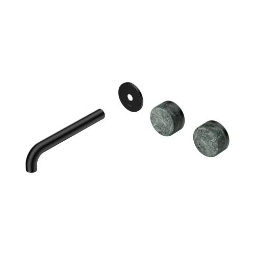 Serenity Wall Basin Set 185mm Offset spout with Verde Alpi Handle Trim Kit Only Matte Black [311396]