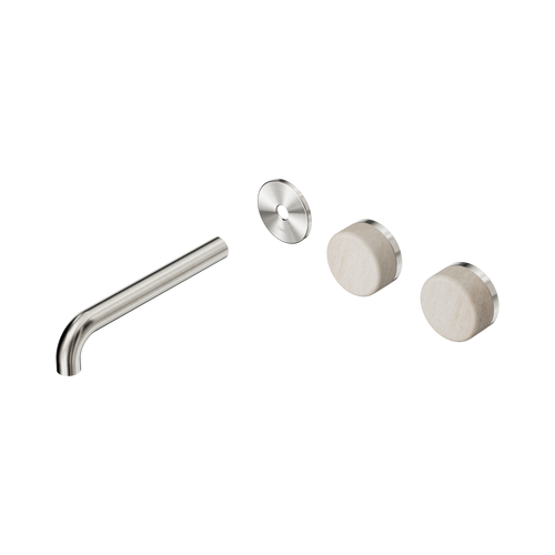Serenity Wall Basin Set 185mm Offset spout with Rome Travertine Handle Trim Kit Only Brushed Nickel [311429]