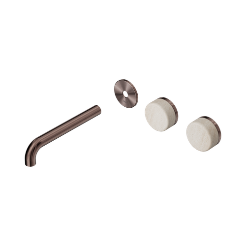Serenity Wall Basin Set 185mm Offset spout with Rome Travertine Handle Trim Kit Only Brushed Bronze [311371]