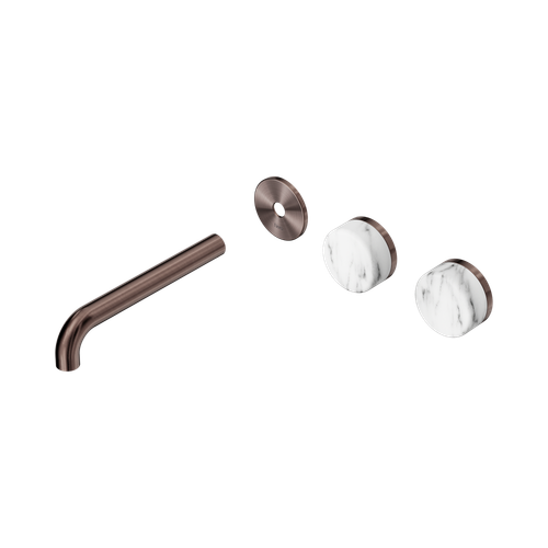 Serenity Wall Basin Set 185mm Offset spout with Arabescato Corchia Handle Trim Kit Only Brushed Bronze [311459]
