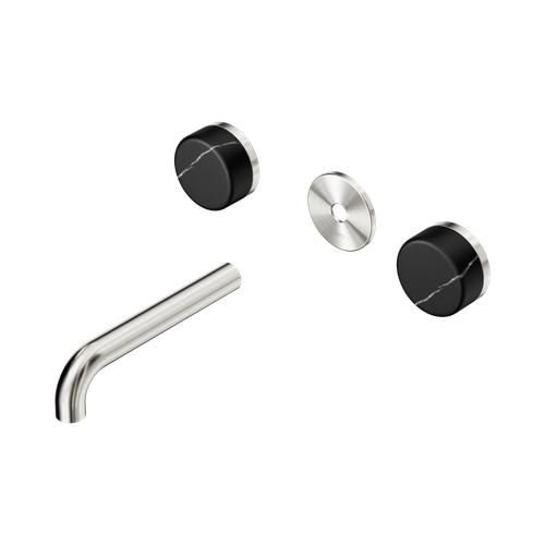 Serenity Wall Basin Set 160mm Spout with Marquina Black Handle Trim Kit Only Brushed Nickel [311432]