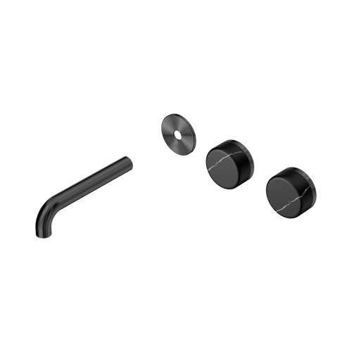 Serenity Wall Basin Set 160mm Offset spout with Marquina Black Handle Trim Kit Only Gunmetal [311477]