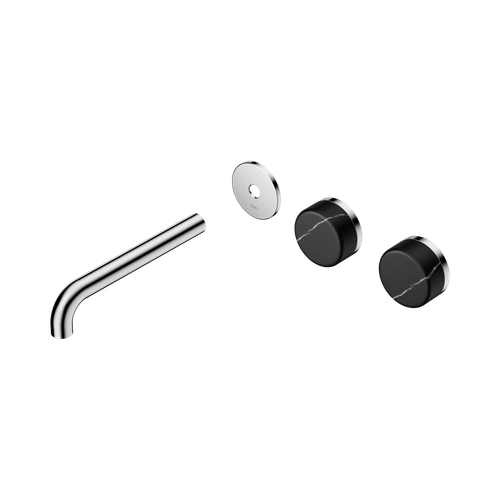 Serenity Wall Basin Set 185mm Offset spout with Marquina Black Handle Trim Kit Only Chrome [311436]