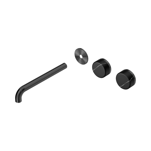 Serenity Wall Basin Set 220mm Offset spout with Marquina Black Handle Trim Kit Only Gunmetal [311413]
